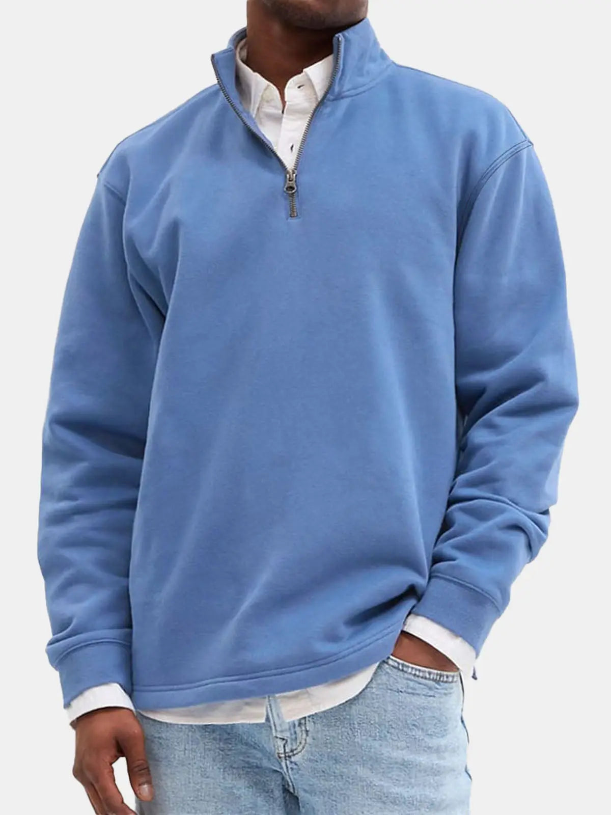Men's Quarter-Zip Cotton Blend Sweatshirt ElevenOasis