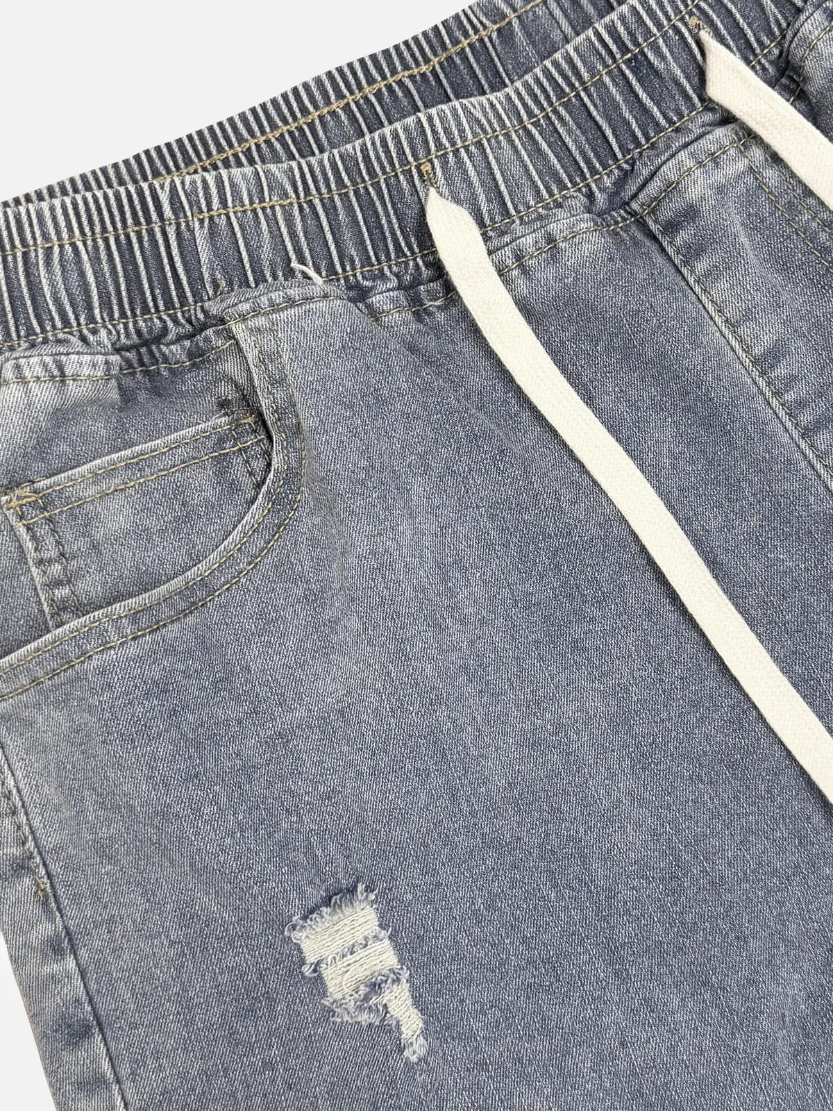 Men's Stretch Cotton Distressed Denim Shorts Eleven Oasis