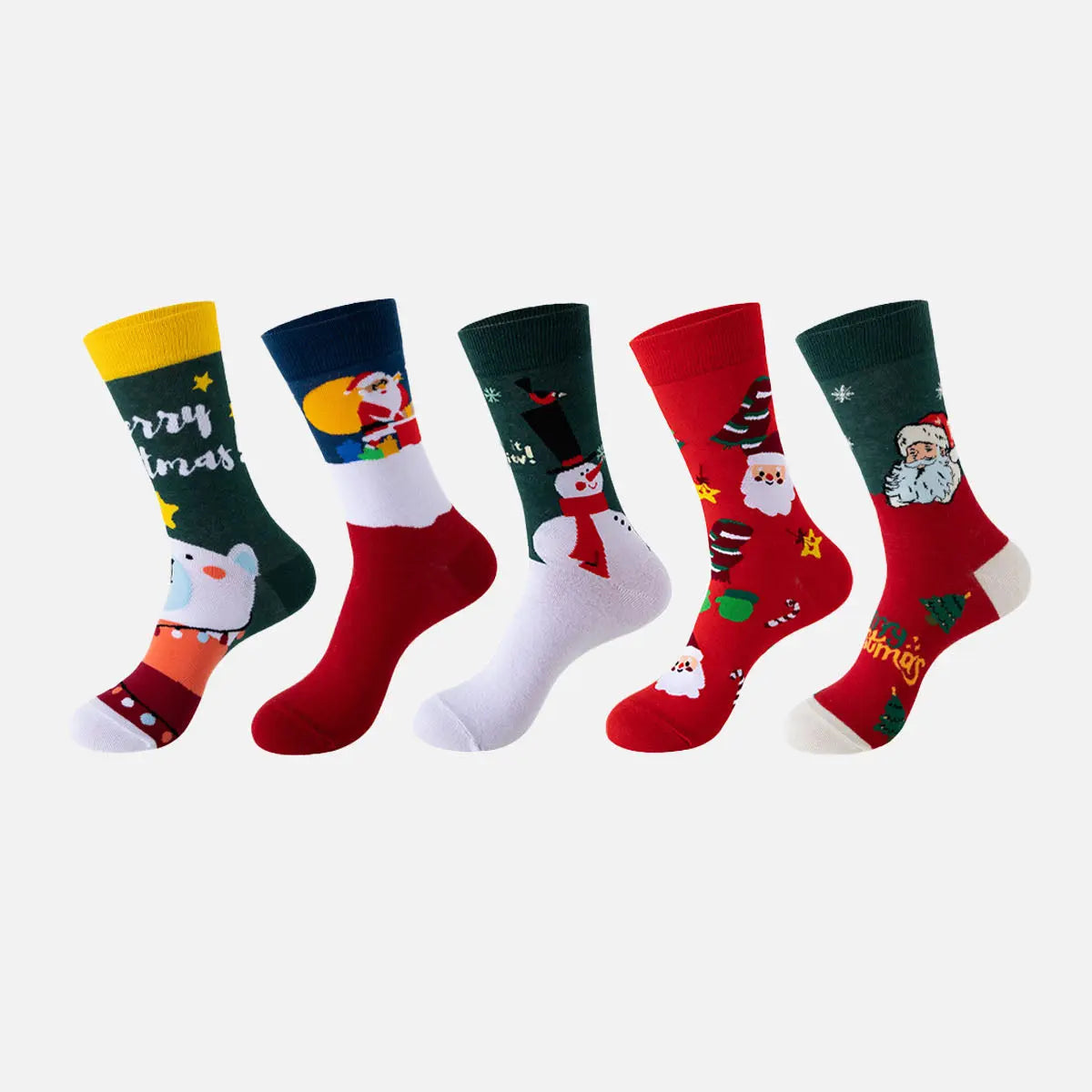 Christmas Holiday Novelty Crew Socks 5-Pack