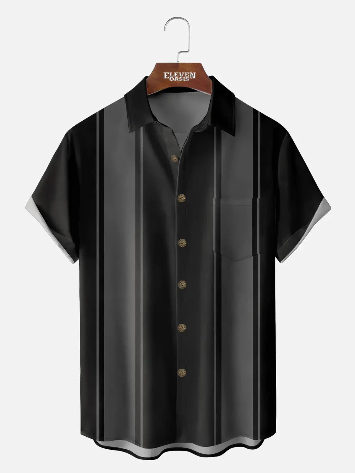 Tall Men's Basic Striped Bowling Short Sleeve Shirt Eleven Oasis