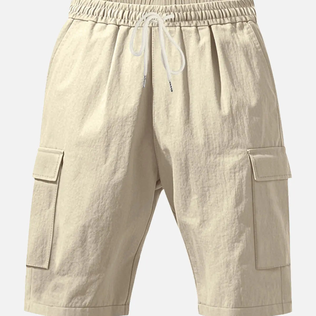 Men's Solid Color Linen Shorts Waist Drawstring Cargo Shorts ElevenOasis