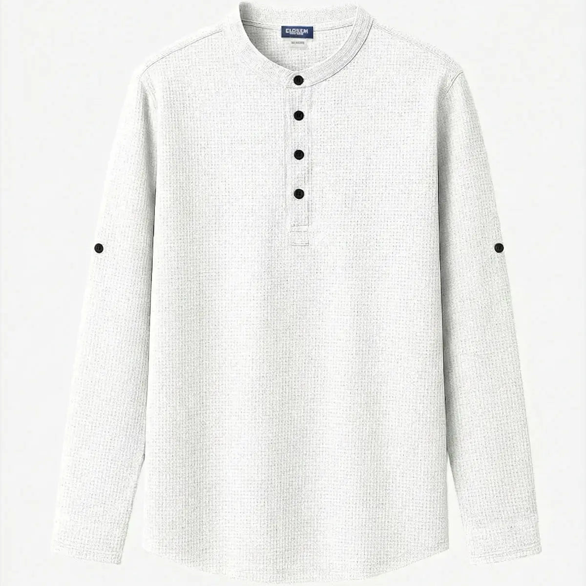 Men's Waffle Knit Henley Long Sleeve Shirt ElevenOasis