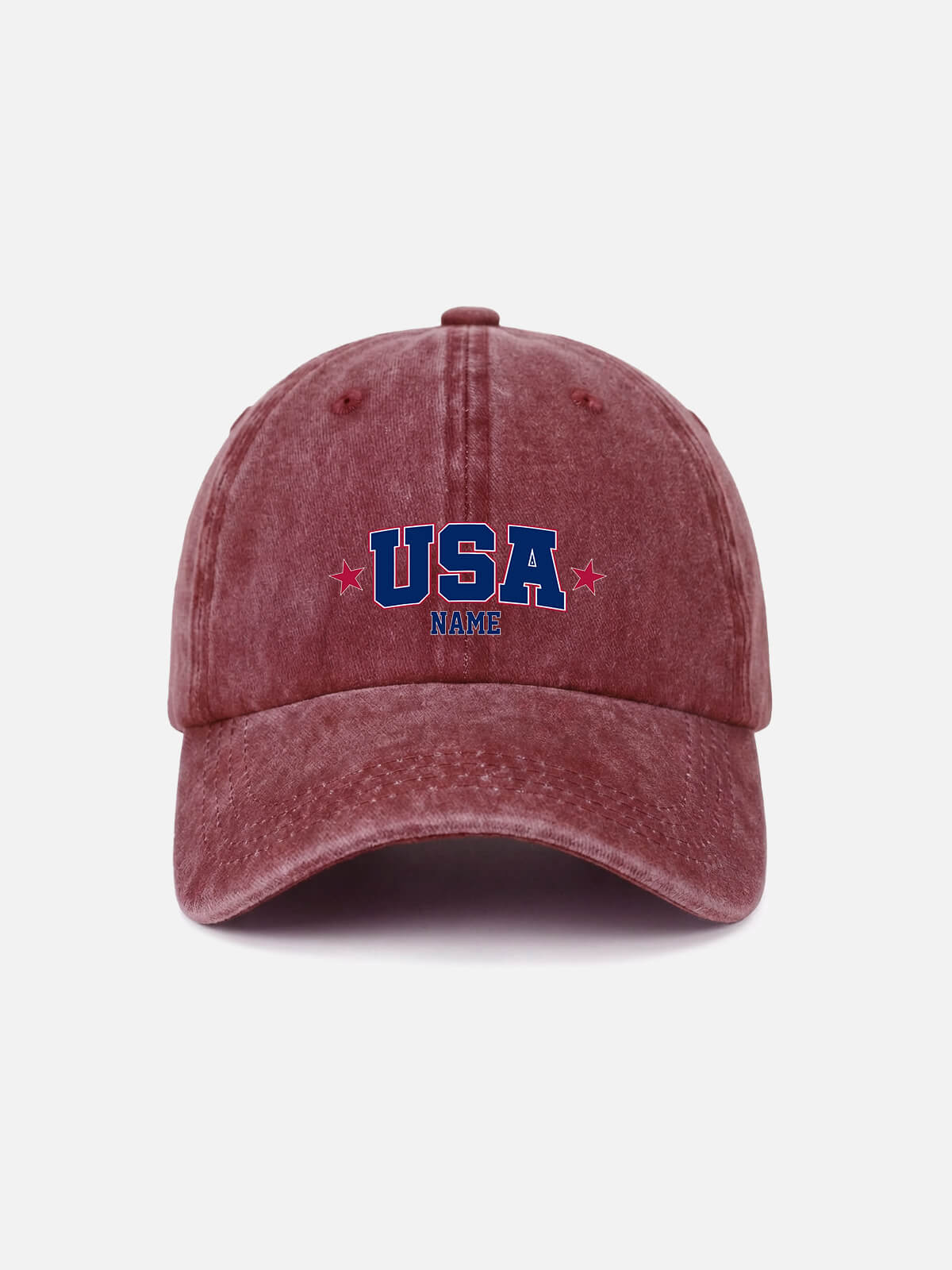 Customizable USA and Stars Washed Cotton Baseball Cap Eleven Oasis