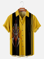 Men's Hot Rod Pinstripe Bowling Short Sleeve Shirt Eleven Oasis