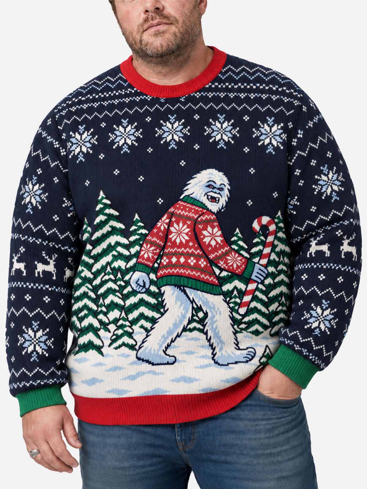 Christmas Yeti Candy Cane Ugly Christmas Sweater