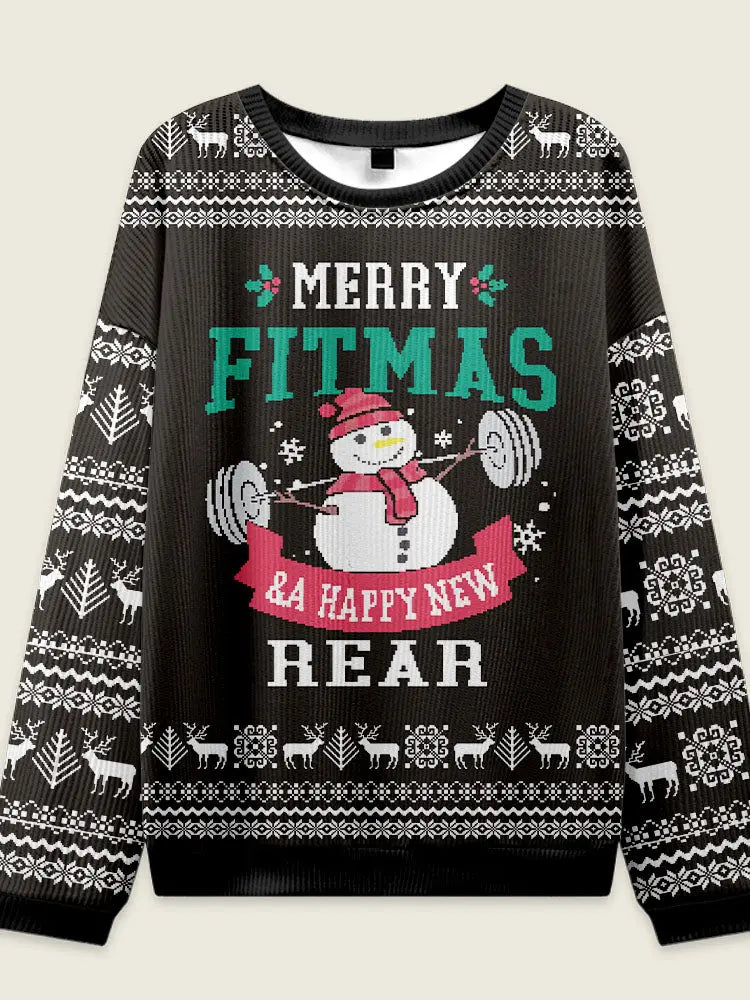 Merry Fitmas Rear Ugly Christmas Sweater Eleven Oasis