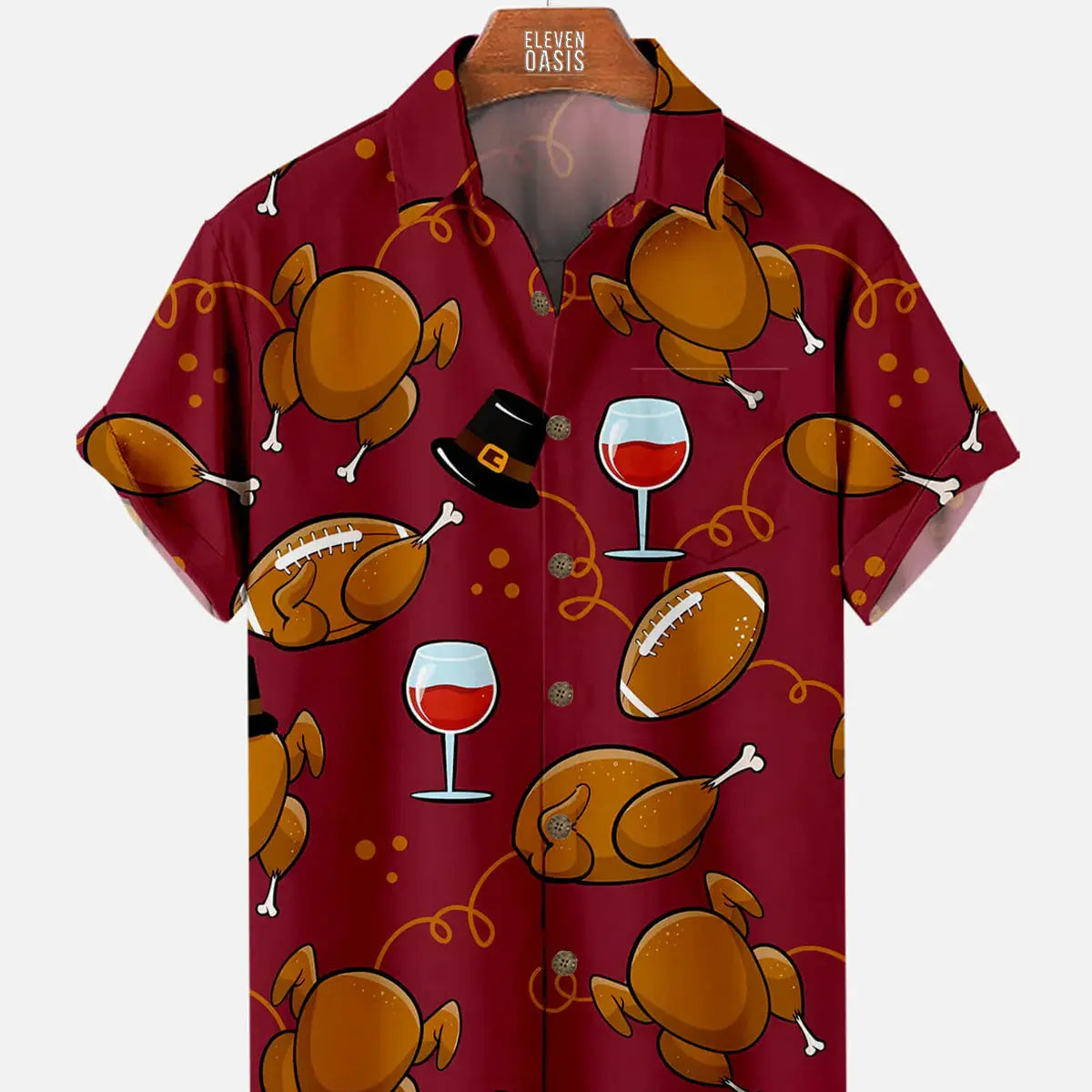 Men's Thanksgiving Short Sleeve Shirt With Turkey And Red Wine PatternMens short sleeve shirts Big and tall Mens shirts Short sleeve shirts for men Mens 4xl shirts Casual short sleeve shirts