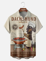 Tall Size Men's Weiner Dachshund BBQ Sausage Dog Short Sleeve Shirt Eleven Oasis