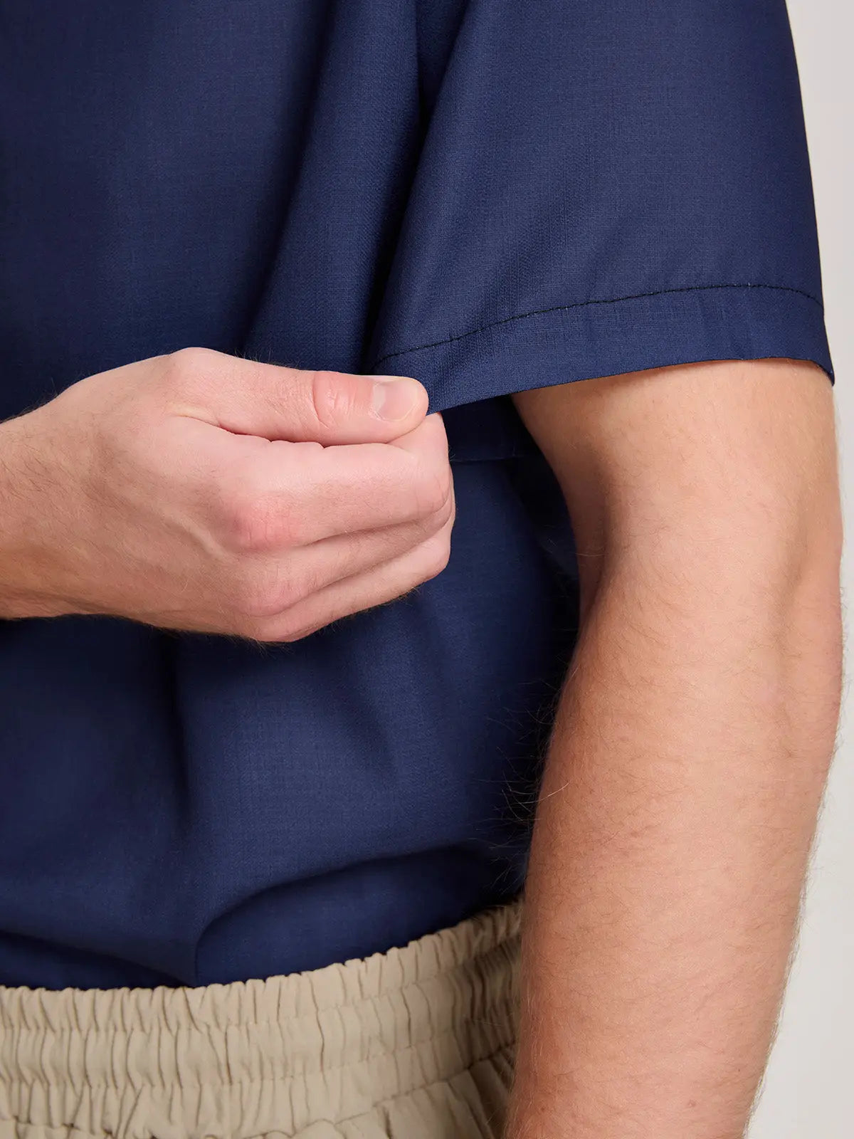 Men's Casual Linen-Feel Loose Printed Solid Color Button Short Sleeve Shirt ElevenOasis