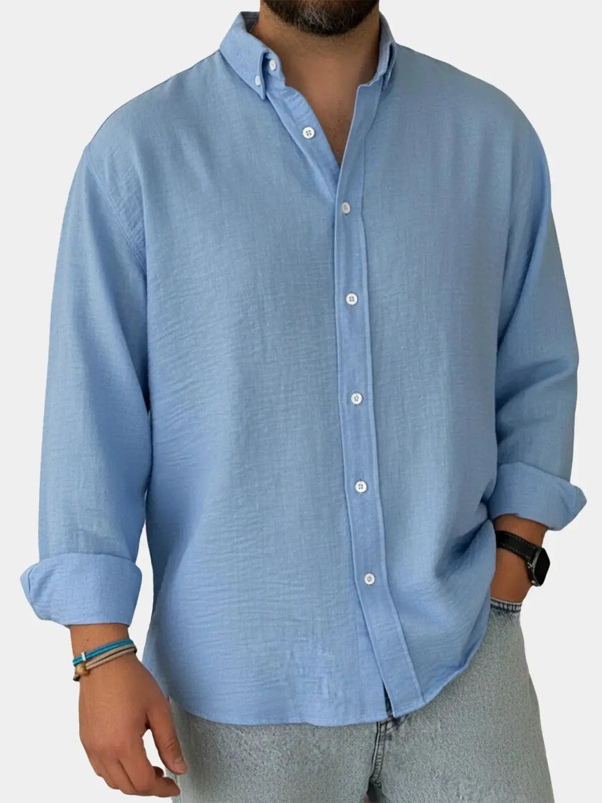 Men's 100% Cotton Button Down Long Sleeve Shirt ElevenOasis