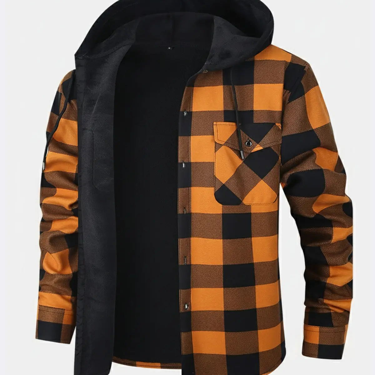 Men's Hooded Fleece Lined Flannel Shirt Jacket ElevenOasis