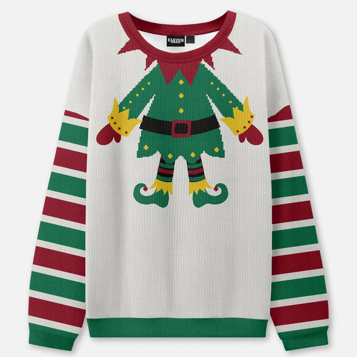 Ugly Christmas Sweater Elf Costume Sweatshirt ElevenOasis
