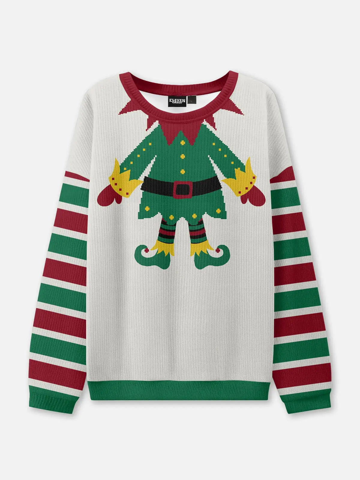 Ugly Christmas Sweater Elf Costume Sweatshirt ElevenOasis