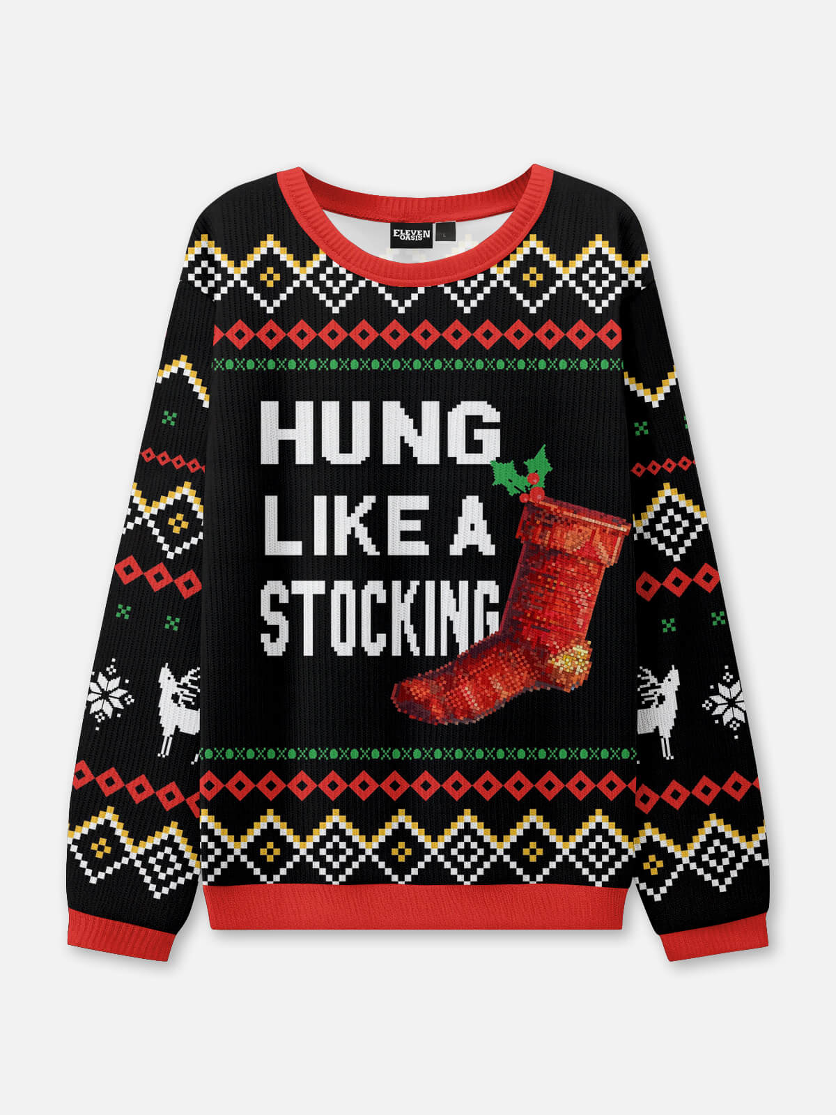 Hung Like a Stocking Ugly Christmas Sweater Eleven Oasis