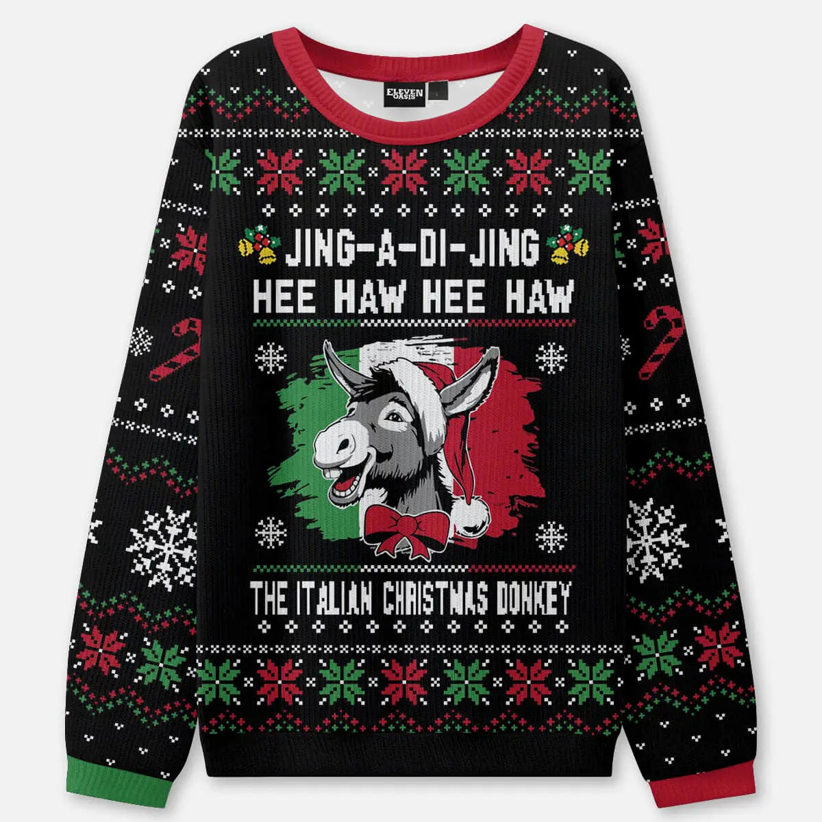 The Italian Christmas Donkey Ugly Christmas Sweatshirt ElevenOasis