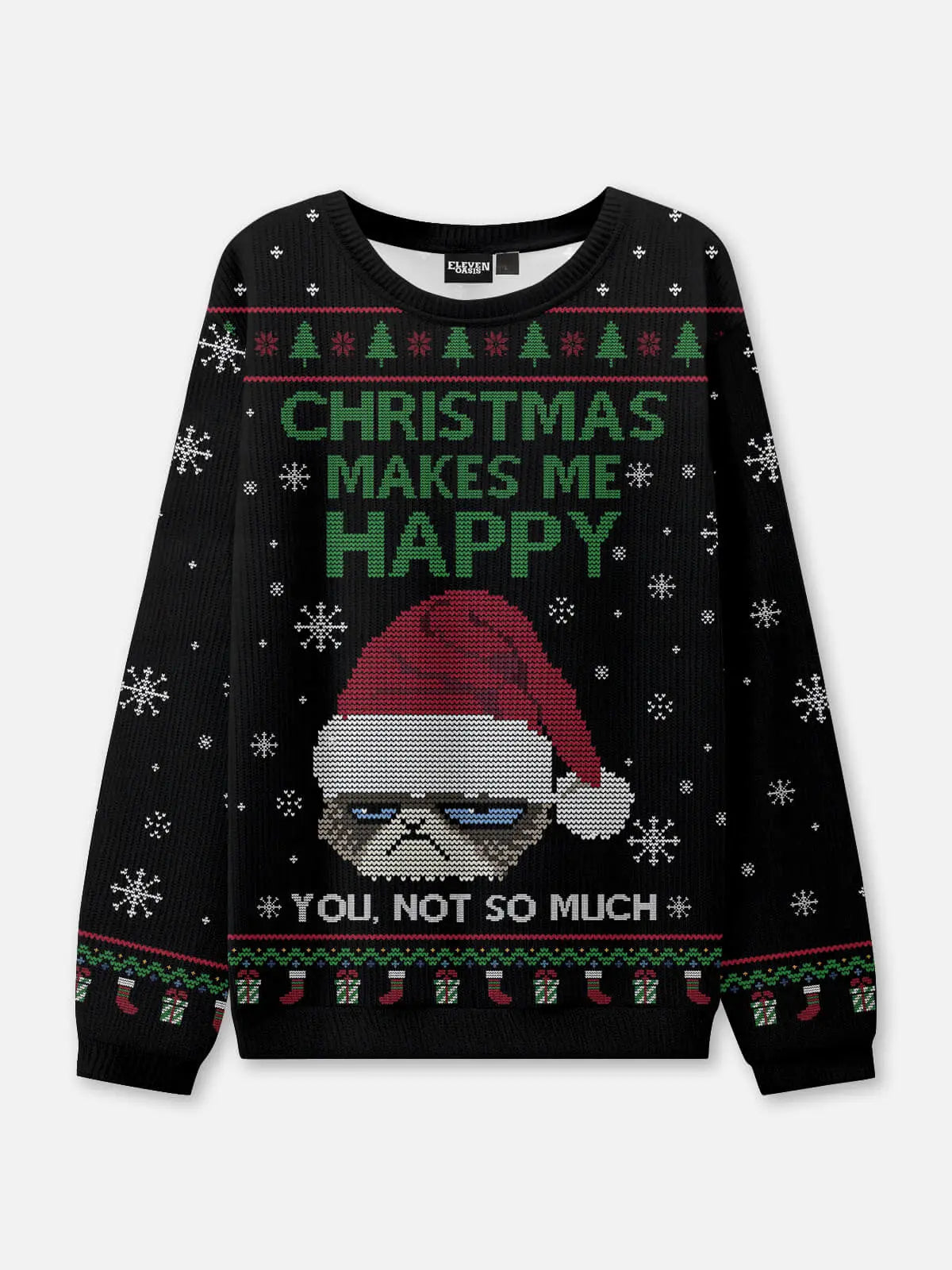 Grumpy Cat Ugly Christmas Sweatshirt ElevenOasis