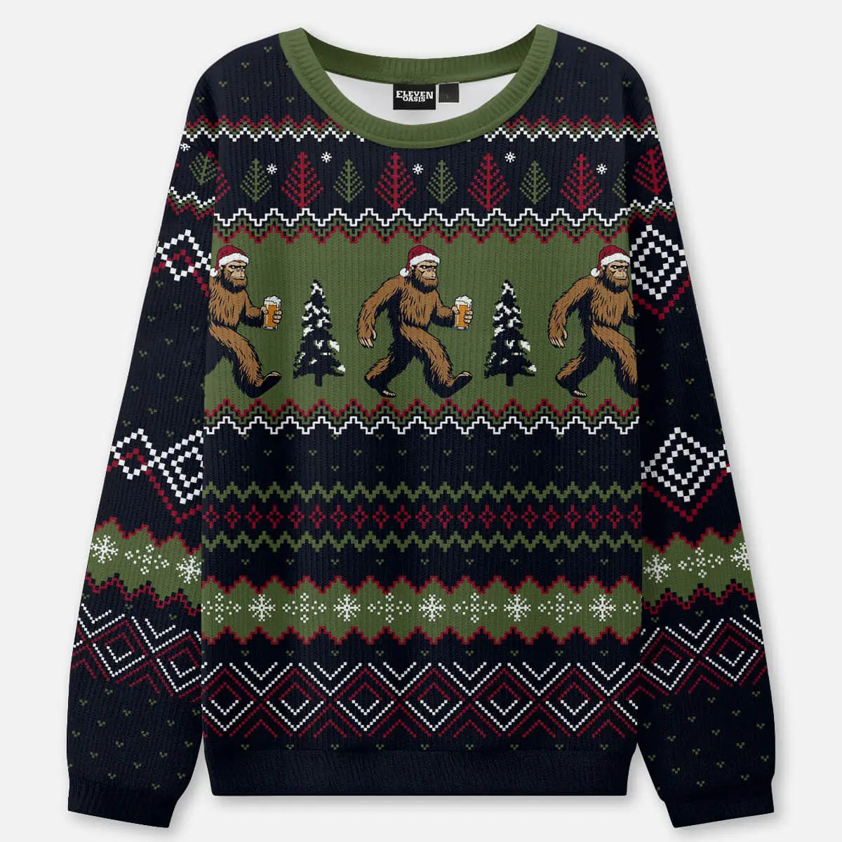 Bigfoot Beer Run Ugly Christmas Sweatshirt ElevenOasis