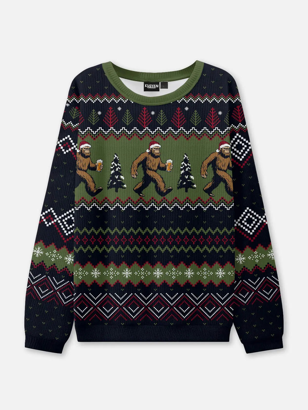 Bigfoot Beer Run Ugly Christmas Sweatshirt ElevenOasis