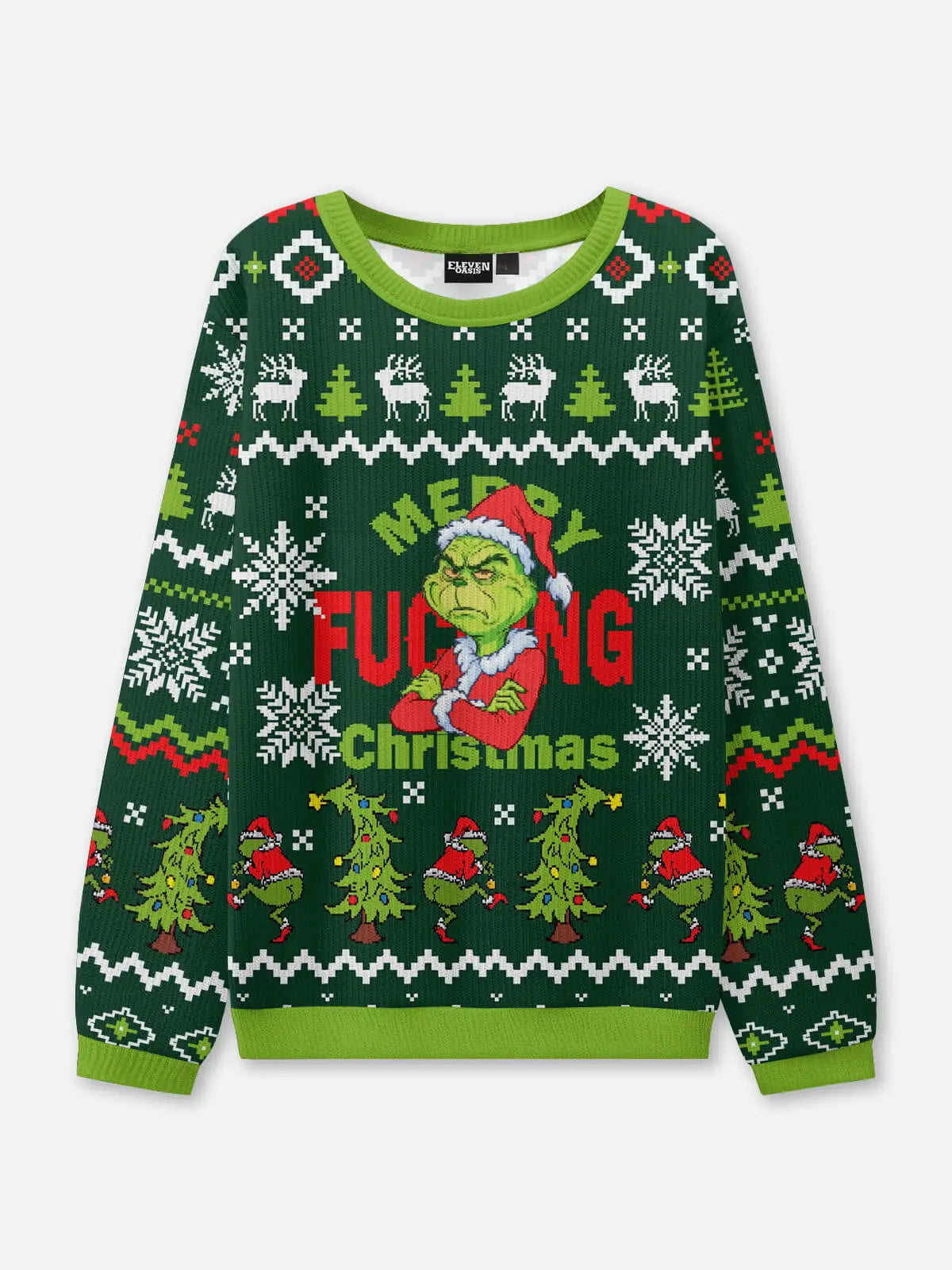 Merry F*ing Christmas Grinch Ugly Christmas Sweatshirt ElevenOasis