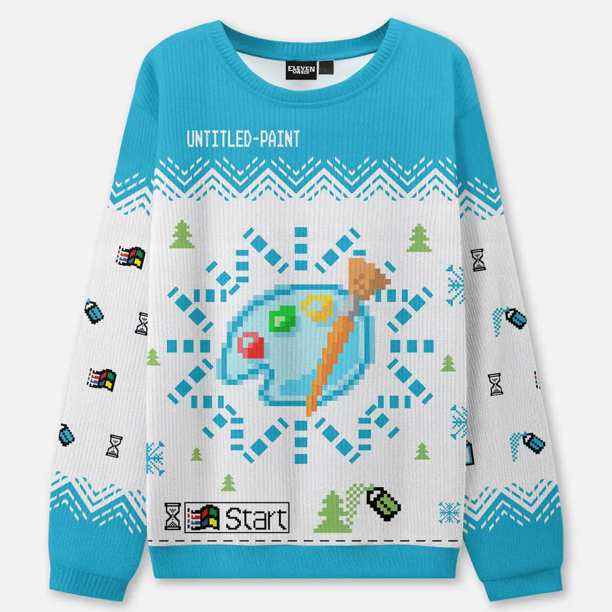 Retro Paint Program Ugly Christmas Sweatshirt Eleven Oasis