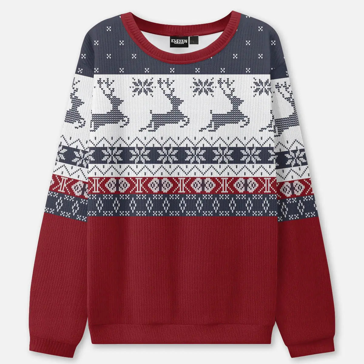 Reindeer Fair Isle Classic Christmas Sweatshirt ElevenOasis