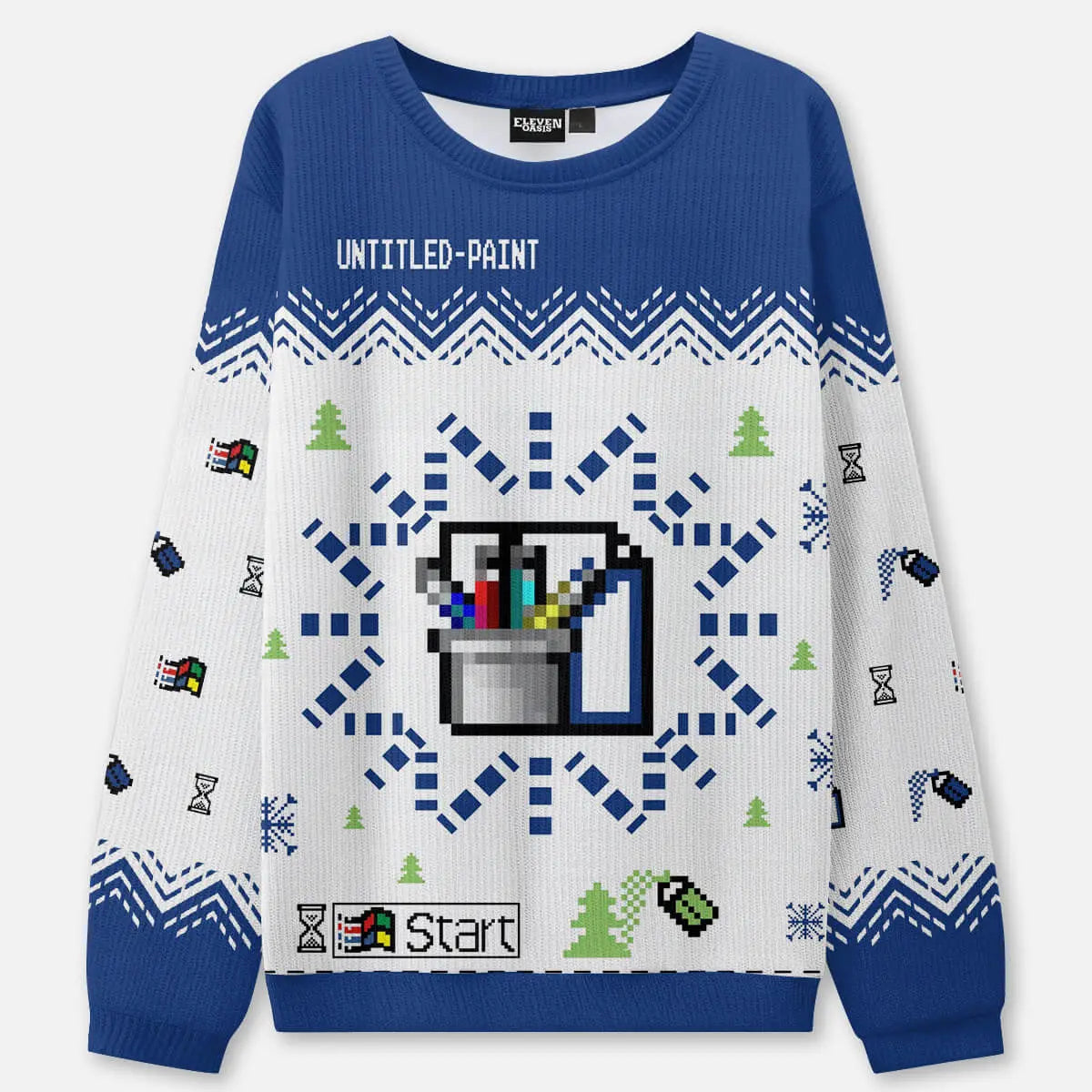 Retro Paint Program Ugly Christmas Sweatshirt Eleven Oasis