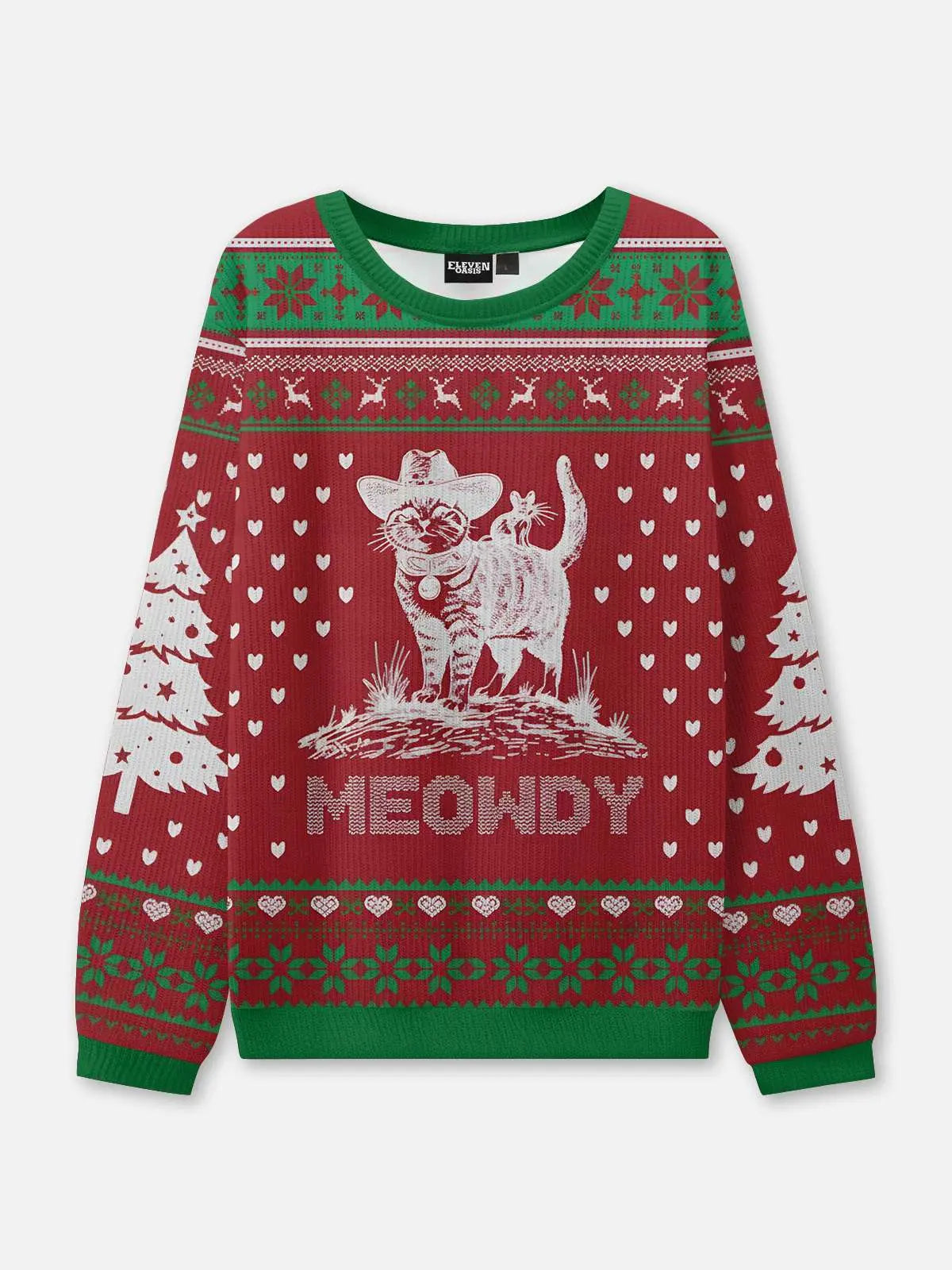Ugly Christmas Cowboy Cat Meowdy Sweatshirt Eleven Oasis