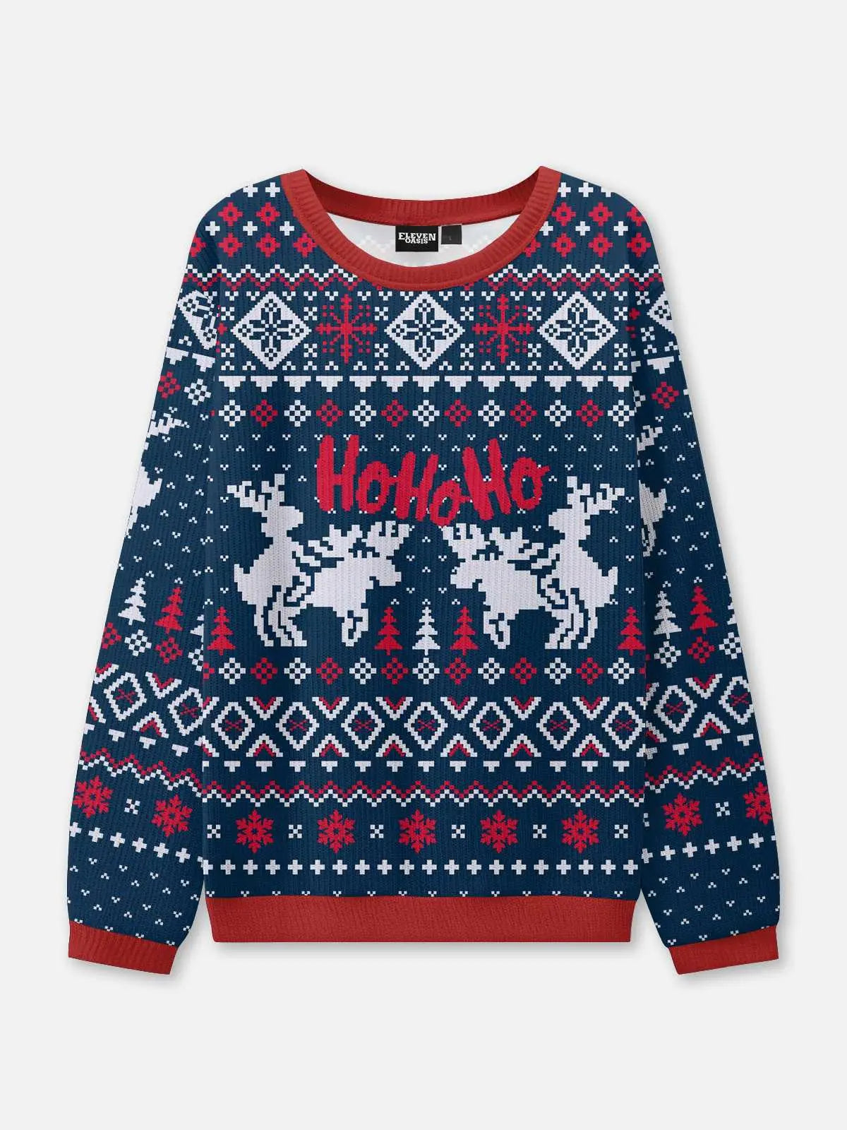 Ugly Christmas Sweater Ho Ho Ho Reindeer Sweatshirt Eleven Oasis