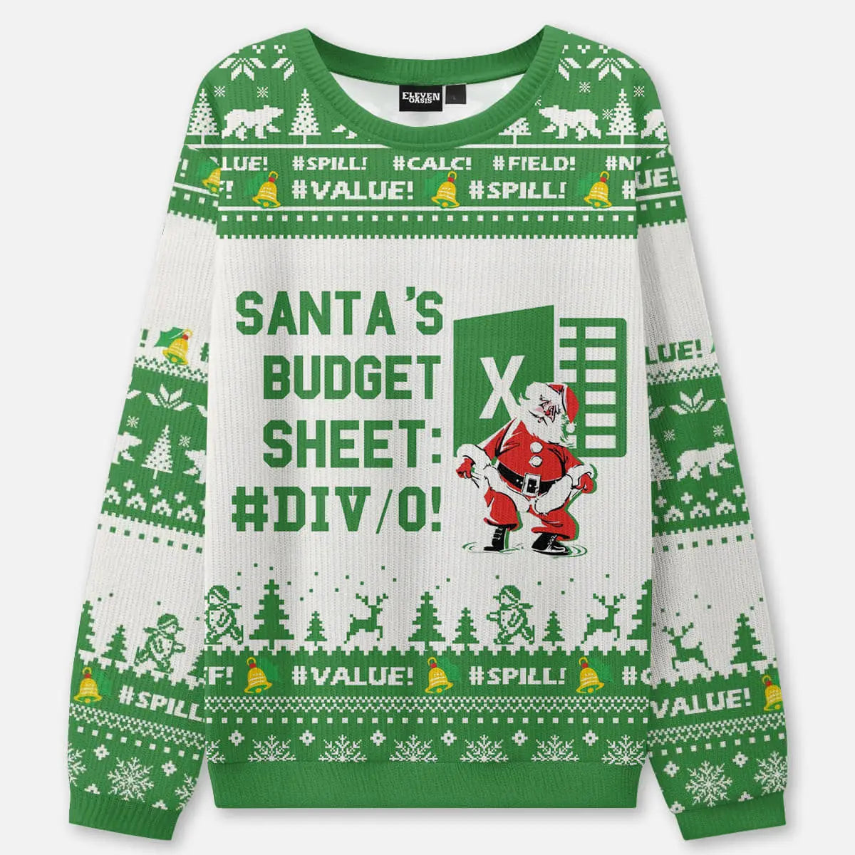 Santa's Budget Sheet Ugly Christmas Sweatshirt ElevenOasis