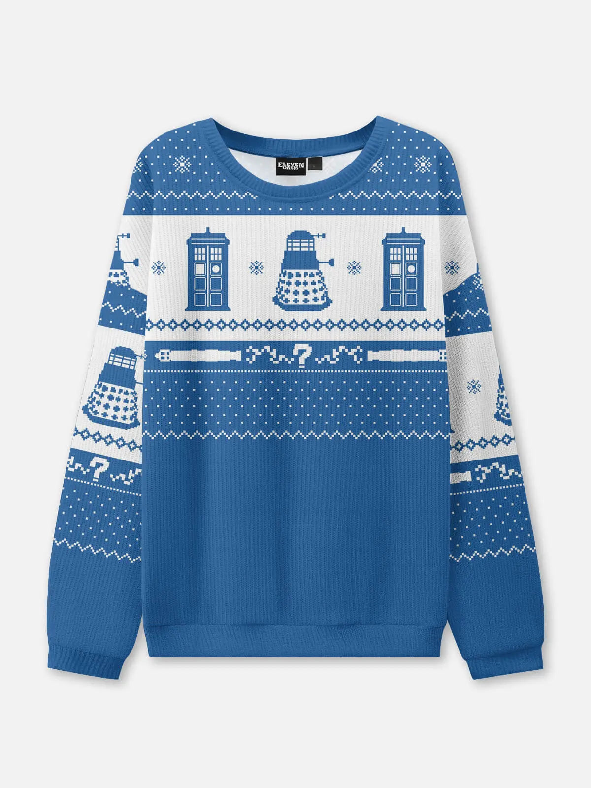 Ugly Christmas Sweater Time Traveler TARDIS Sweatshirt ElevenOasis