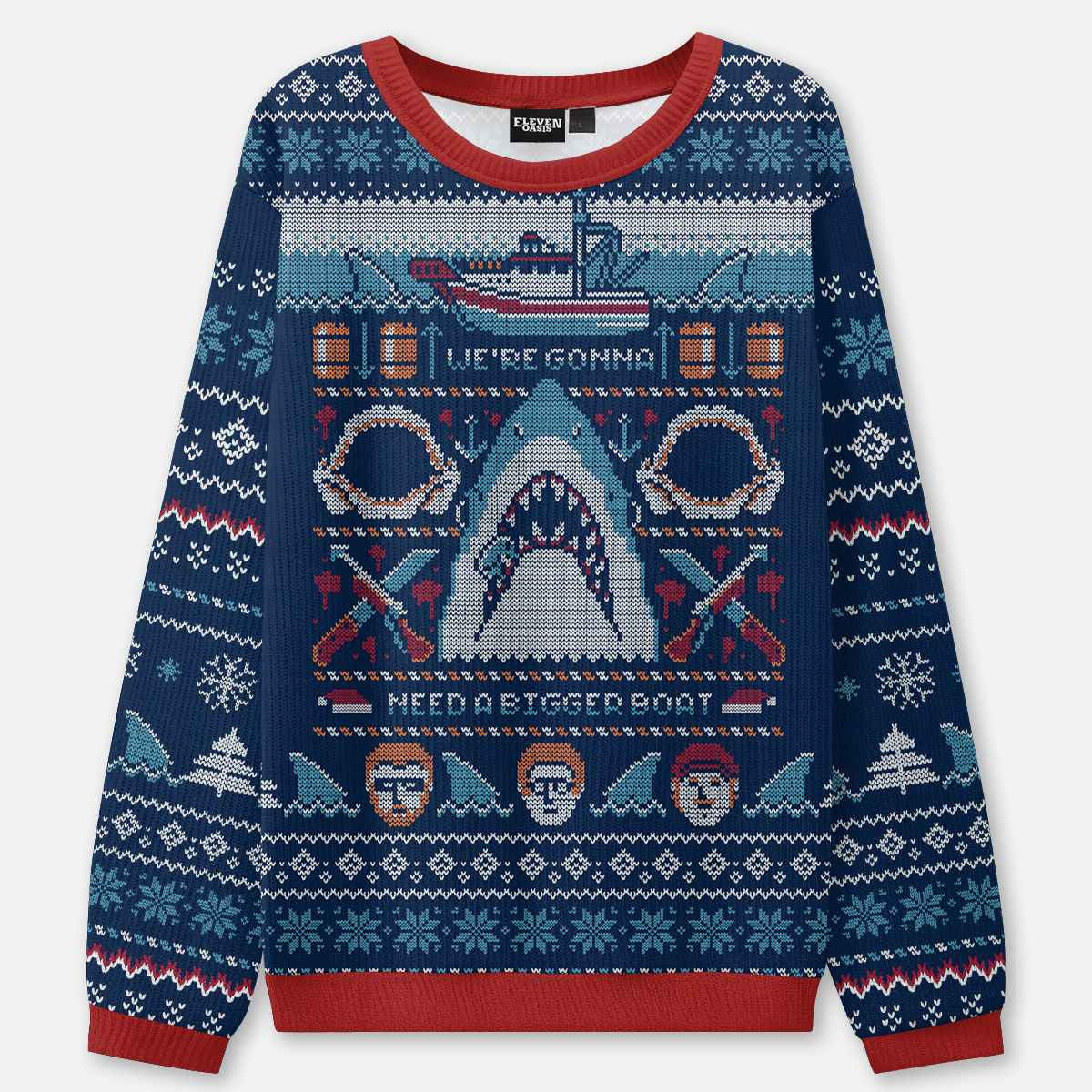 Jaws Ugly Christmas Sweatshirt ElevenOasis