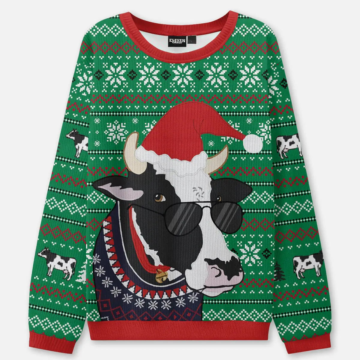 Cool Cow Ugly Christmas Sweatshirt ElevenOasis