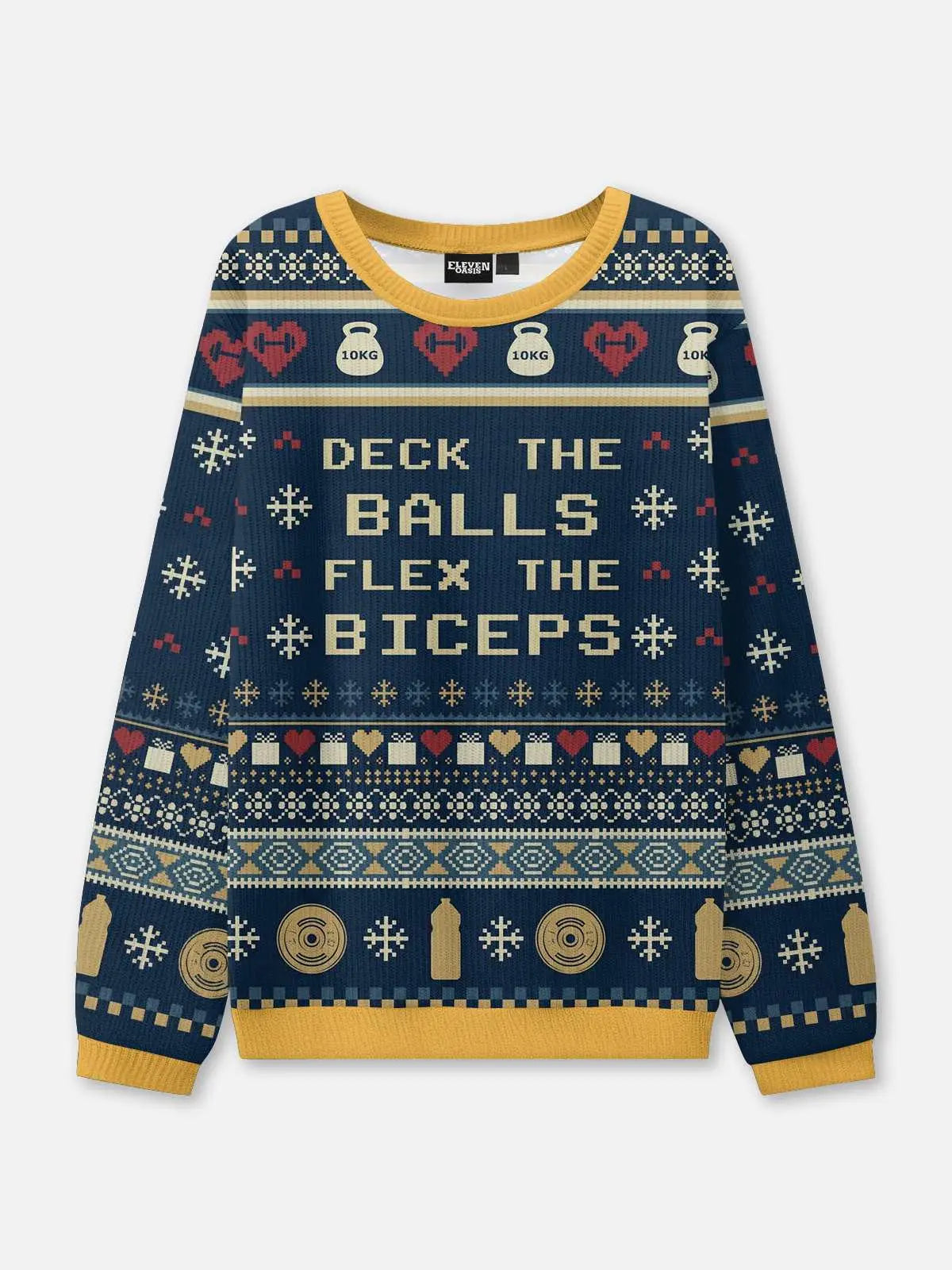 Deck The Balls Flex The Biceps Ugly Christmas Sweatshirt Eleven Oasis