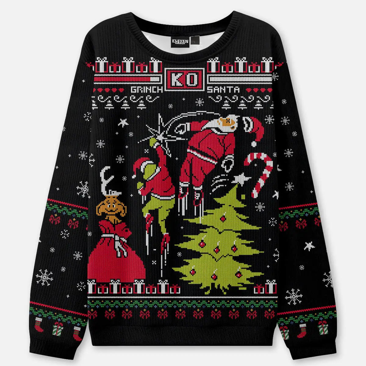 KO Christmas Fight Ugly Christmas Sweatshirt ElevenOasis