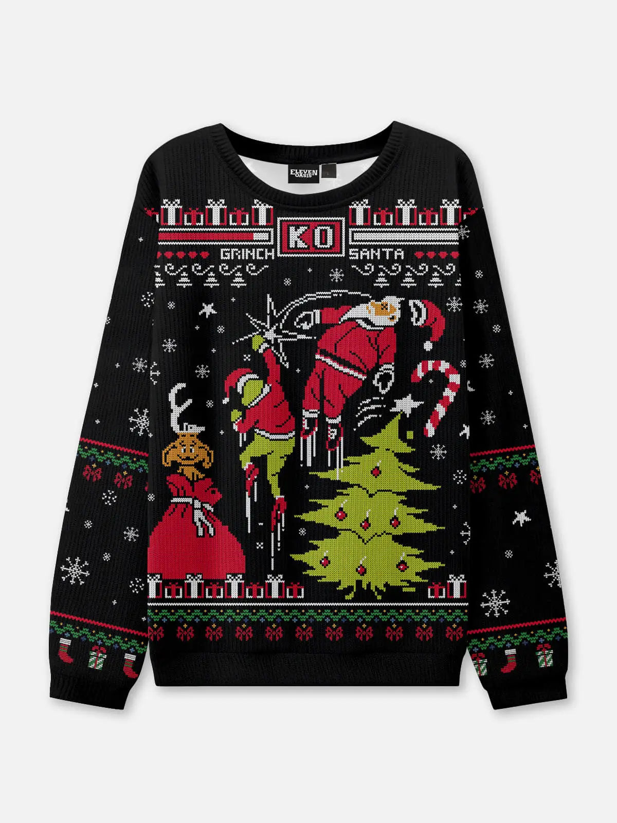 KO Christmas Fight Ugly Christmas Sweatshirt ElevenOasis