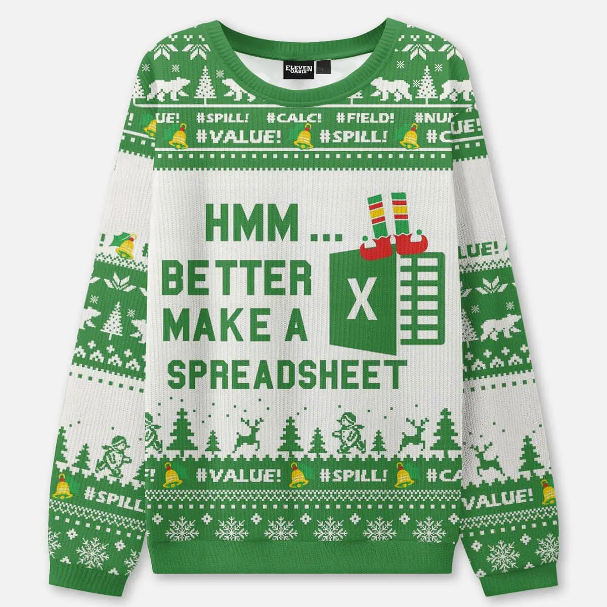 Excel Spreadsheet Maker Ugly Christmas Sweatshirt ElevenOasis
