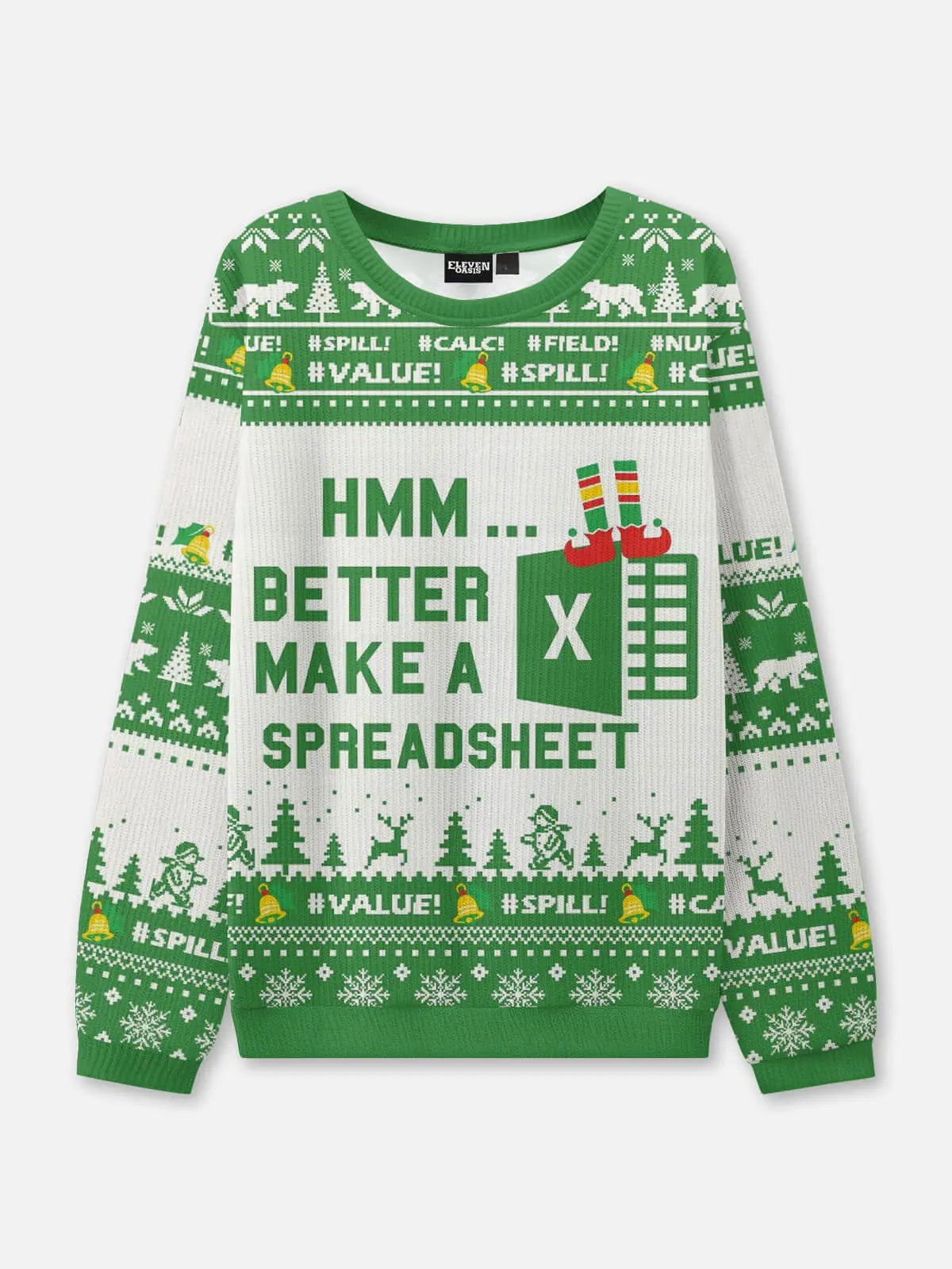 Excel Spreadsheet Maker Ugly Christmas Sweatshirt ElevenOasis