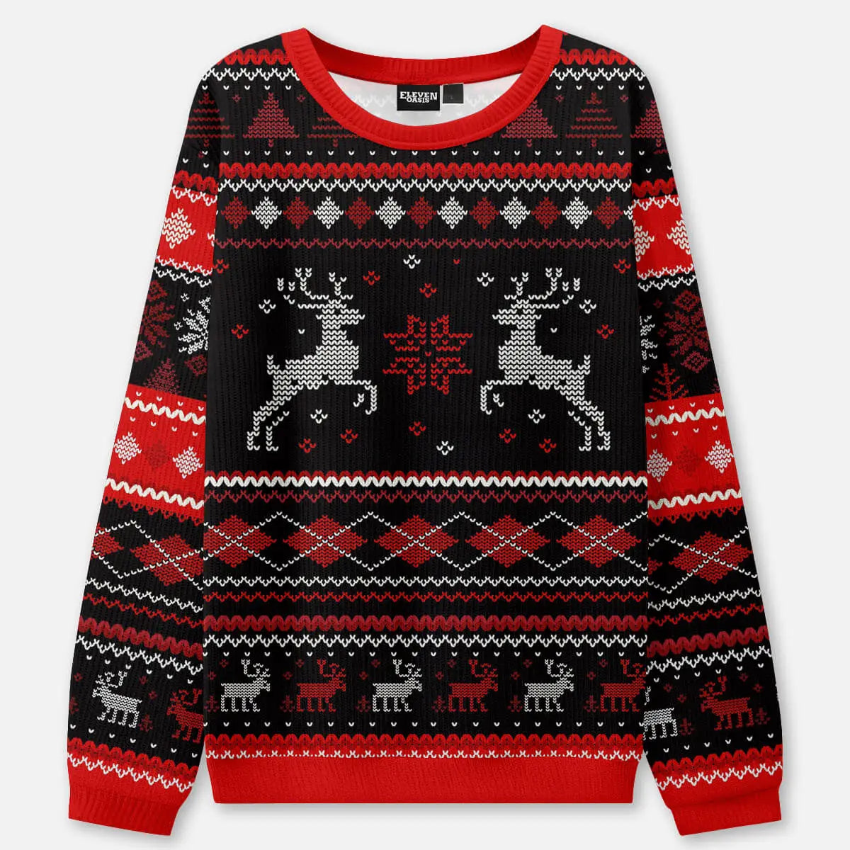 Classic Reindeer Fair Isle Ugly Christmas Sweatshirt ElevenOasis
