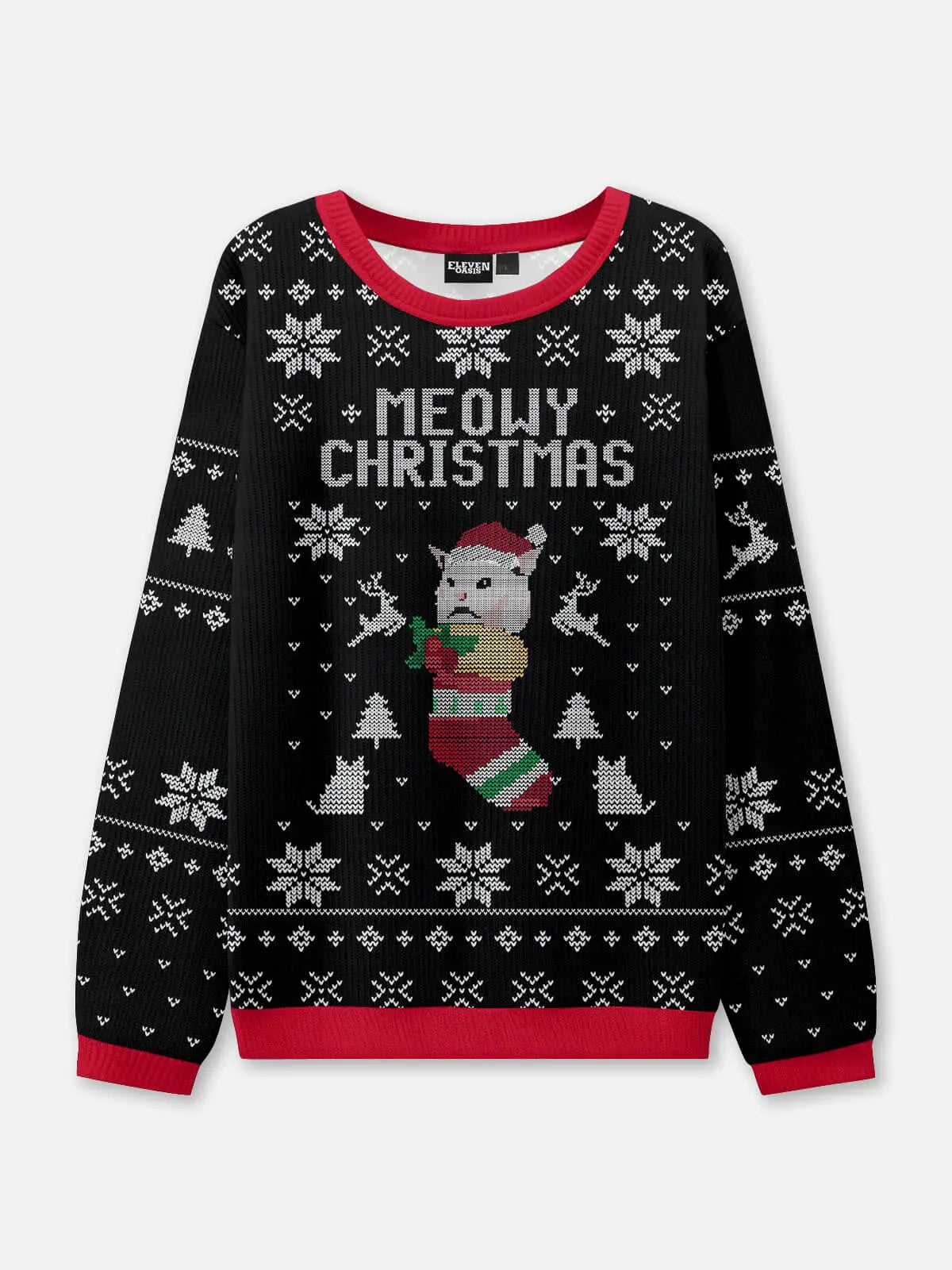 Meowy Christmas Ugly Christmas Sweatshirt ElevenOasis
