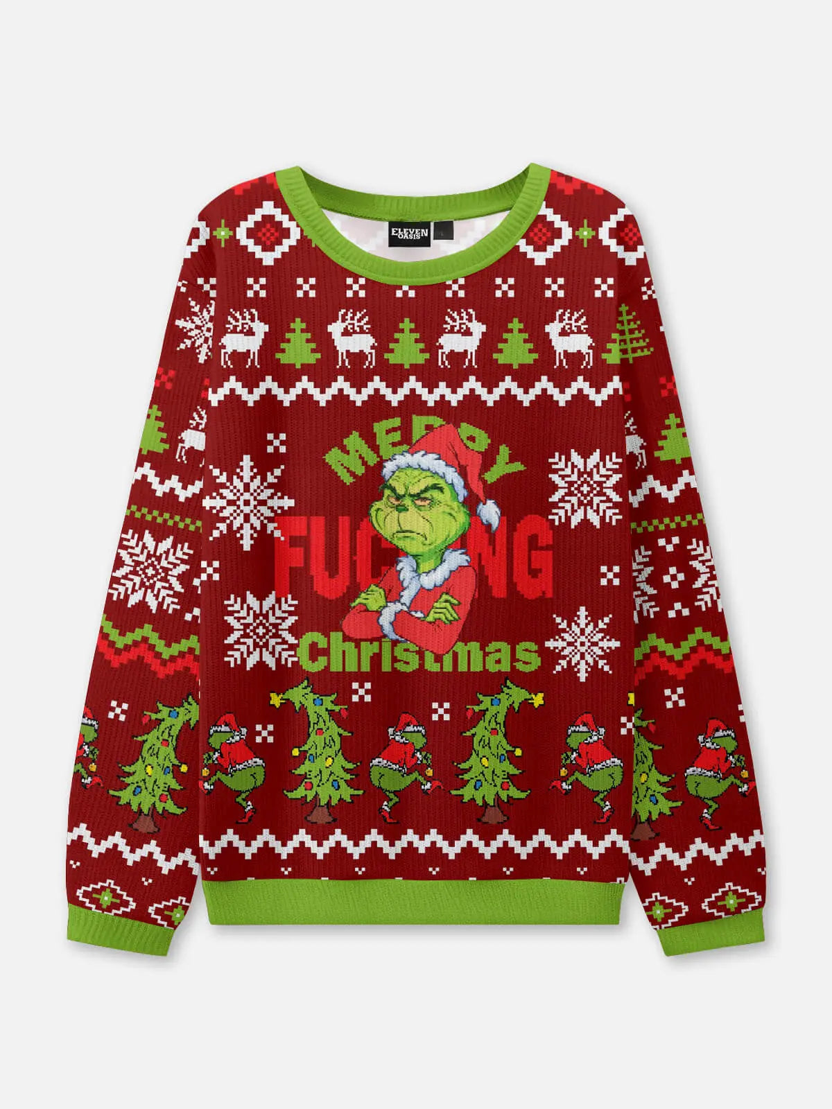 Merry F*ing Christmas Grinch Ugly Christmas Sweatshirt ElevenOasis