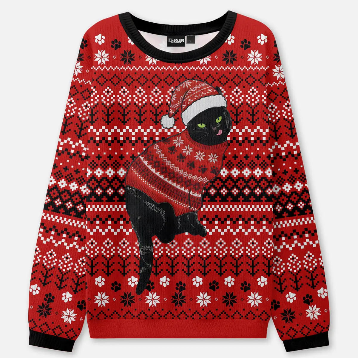 Santa Claws Ugly Christmas Sweatshirt ElevenOasis