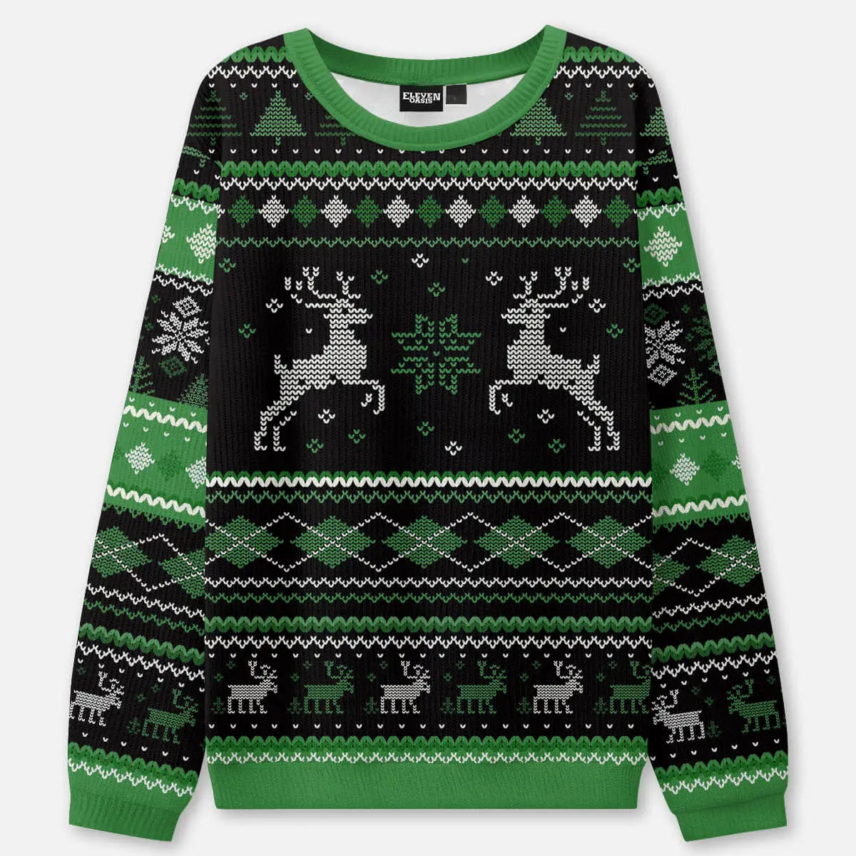 Classic Reindeer Fair Isle Ugly Christmas Sweatshirt ElevenOasis