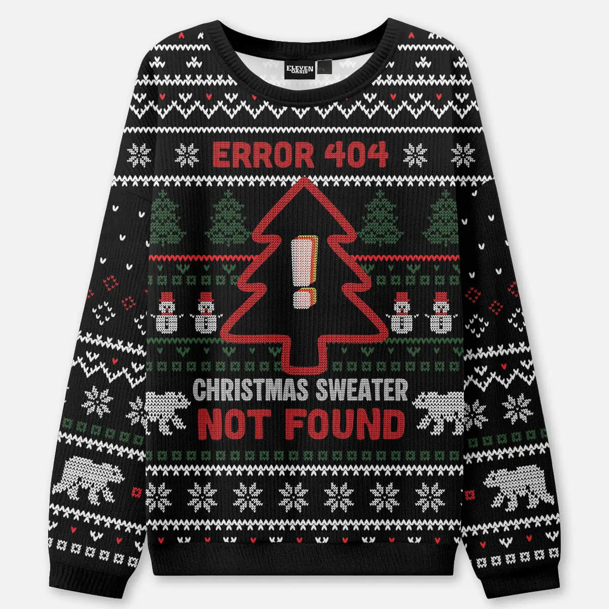 Ugly Christmas Sweater Error 404 Not Found Sweatshirt ElevenOasis