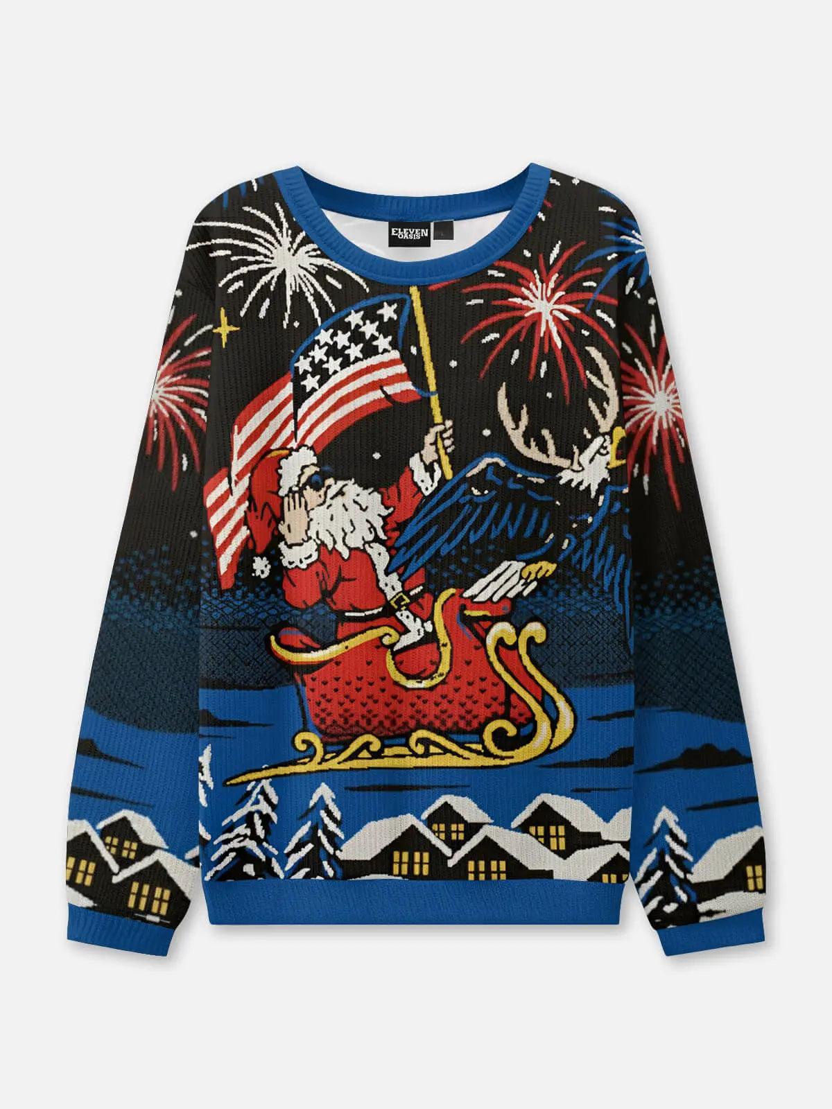 Patriotic Santa Ugly Christmas Sweatshirt ElevenOasis