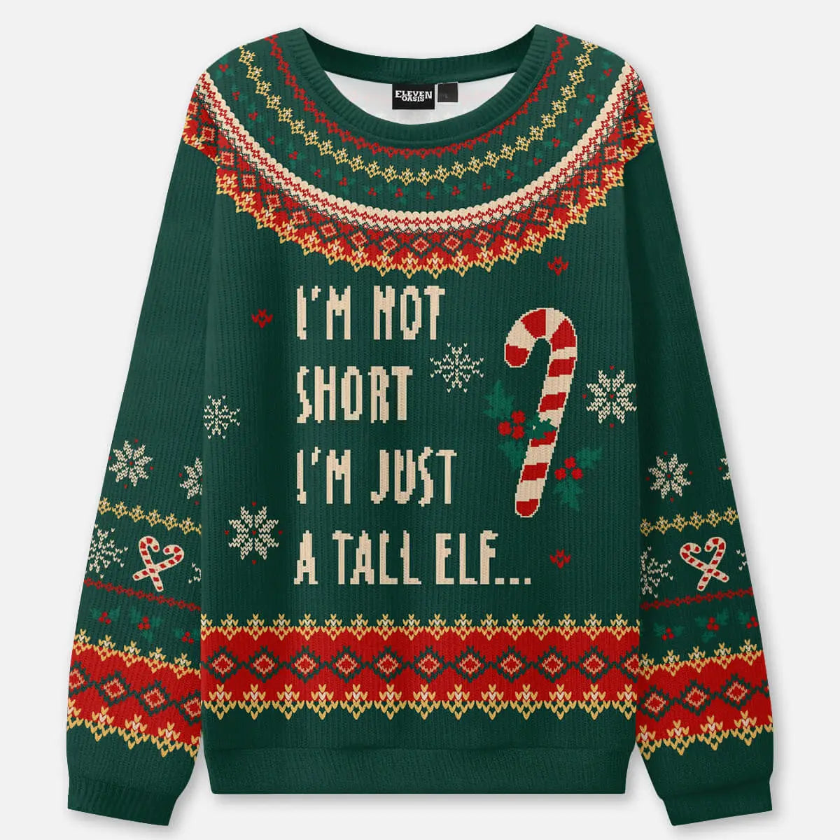 Tall Elf Ugly Christmas Sweatshirt ElevenOasis