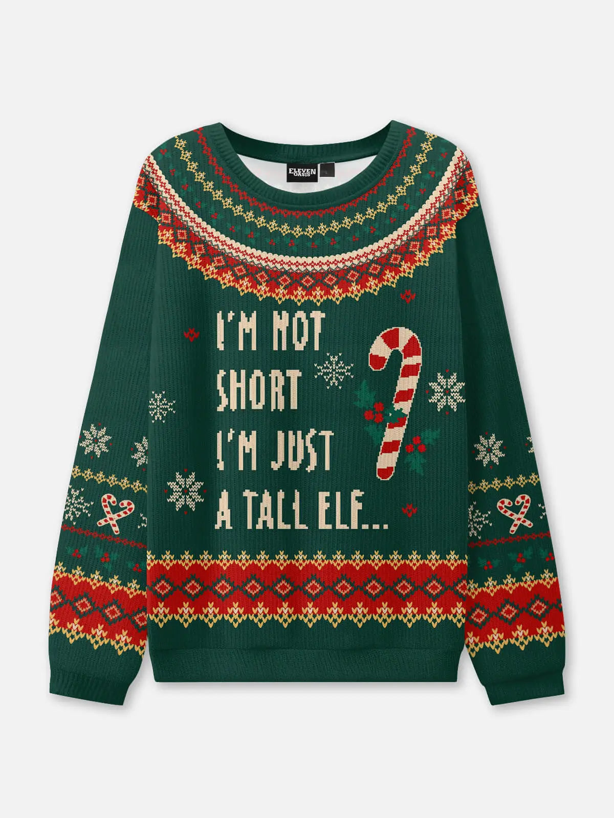Tall Elf Ugly Christmas Sweatshirt ElevenOasis