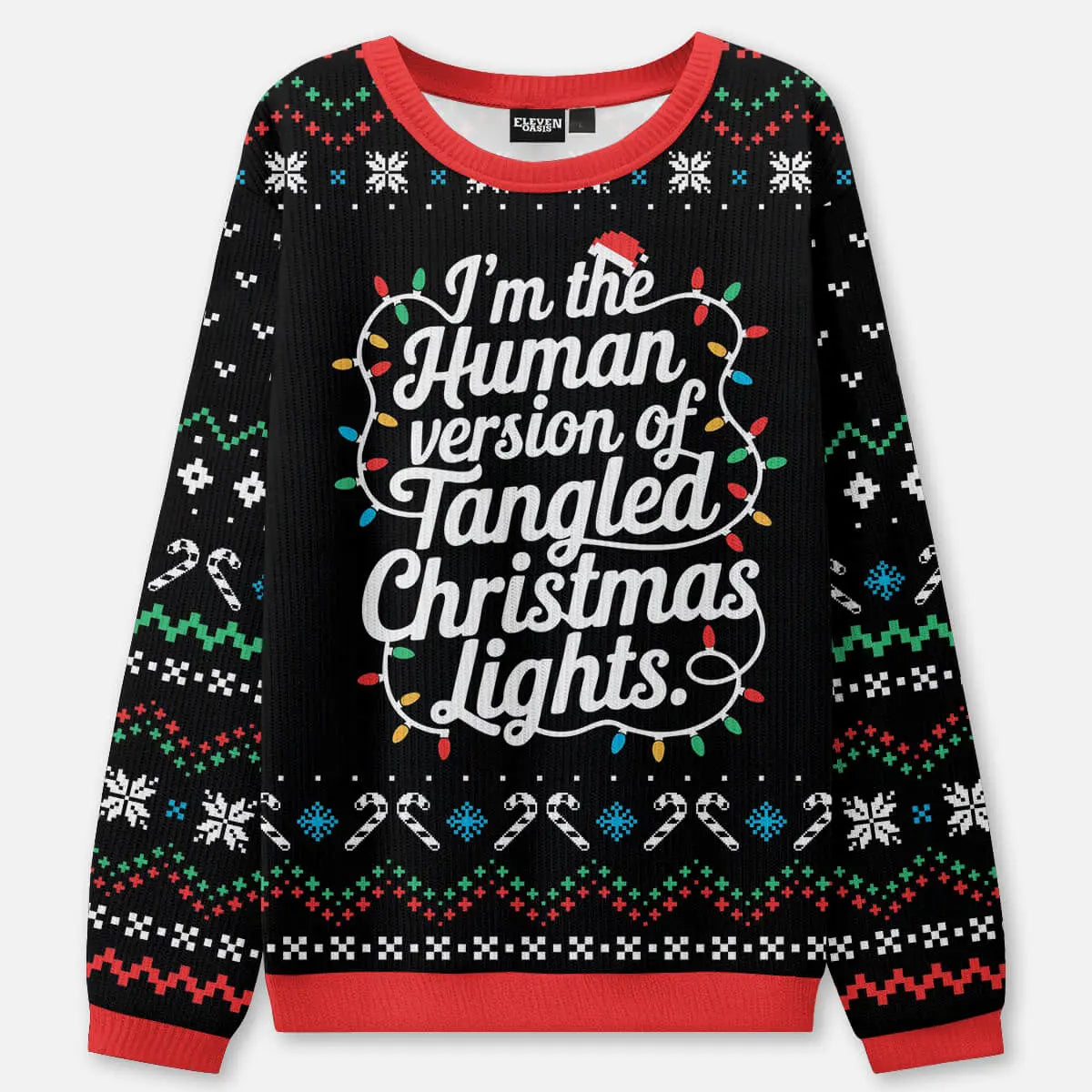 Tangled Christmas Lights Ugly Christmas Sweatshirt ElevenOasis