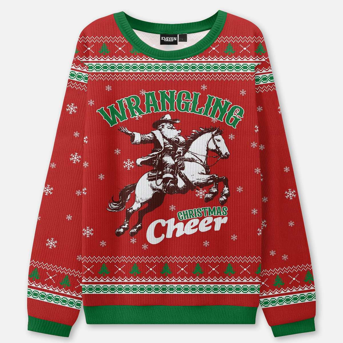 Ugly Christmas Cowboy Cat Meowdy Sweatshirt Eleven Oasis