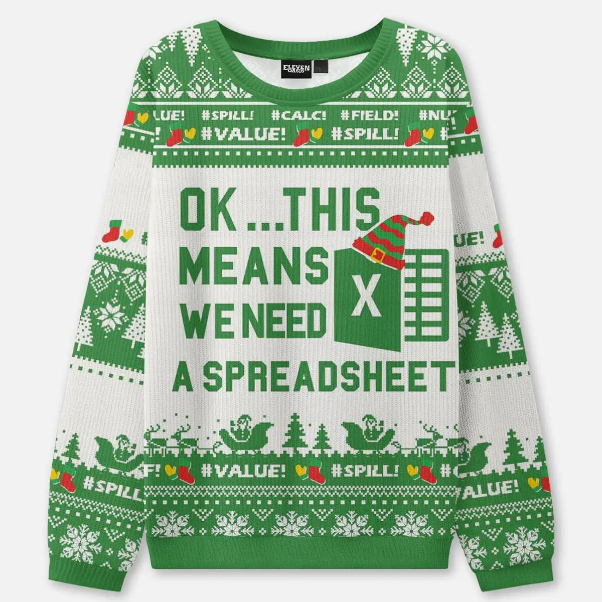 Excel Spreadsheet Emergency Ugly Christmas Sweatshirt ElevenOasis