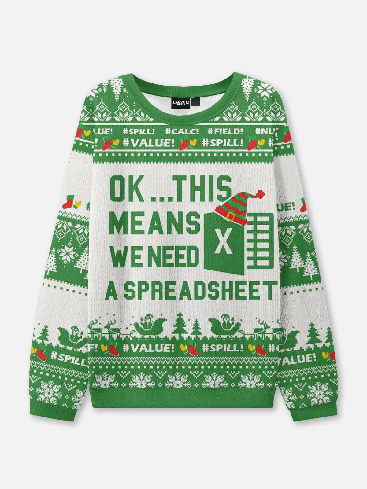 Excel Spreadsheet Emergency Ugly Christmas Sweatshirt ElevenOasis